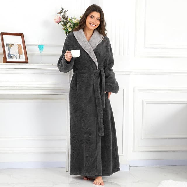 Thumbnail 2 de PUTUO Robe de Chambre Femme Polaire Longue