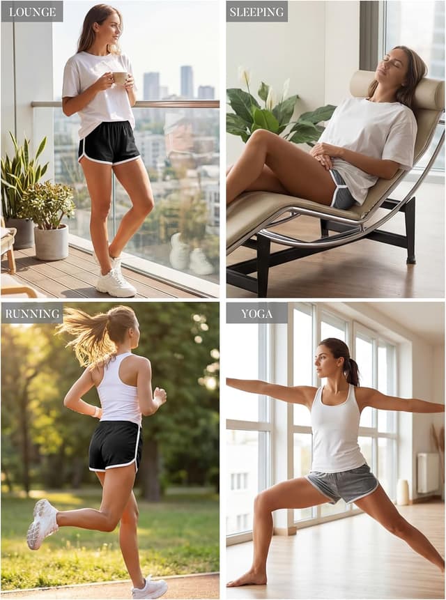 Detalle de URATOT Women’s Cotton Gym, Yoga & Running Elastic Shorts (Pack of 2)