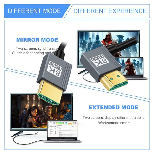 Detalle 2 de HDMI 2.1 Spiralkabel 90° 1,0 m