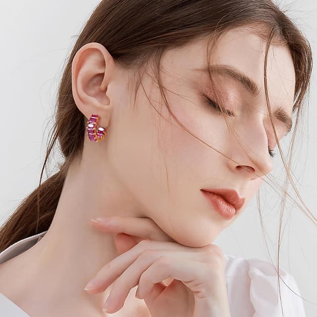 Detalle de MESOVOR créoles zircon cubique plaqué or 18K – boucles d’oreilles cercle multicolores