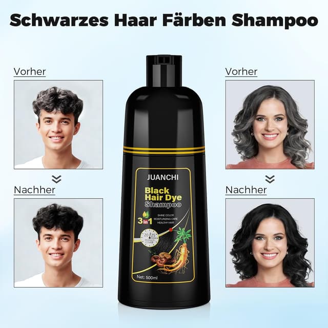 Thumbnail 1 de JUANCHI Schwarzes Haarfärbeshampoo Schwarz 3 in 1