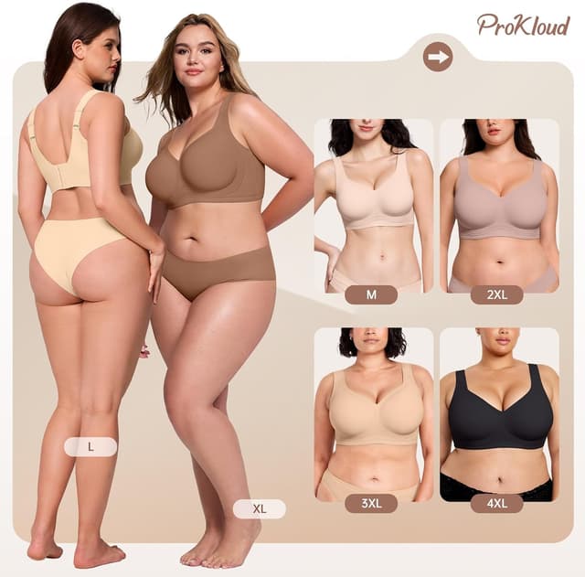 Detalle de ProKloud Jelly Bras Wireless No-Underwire Bra for Women (Full Coverage, Lift, Plus Size)