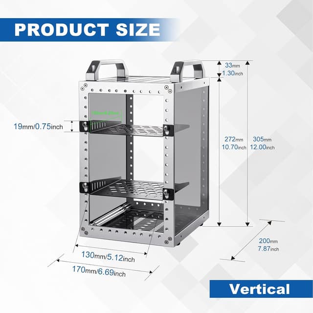 Detalle de GeeekPi DeskPi RackMate TT mini armoire serveur (3U 10 pouces) pour mini PC, réseau et setup AV