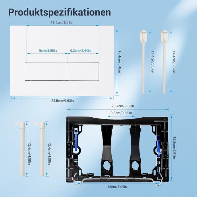 Detalle de Mendorio WC Drückerplatte kompatibel mit Geberit Sigma / UP300 & UP320 (Doppelspülung) – 245 × 164 mm, weiß