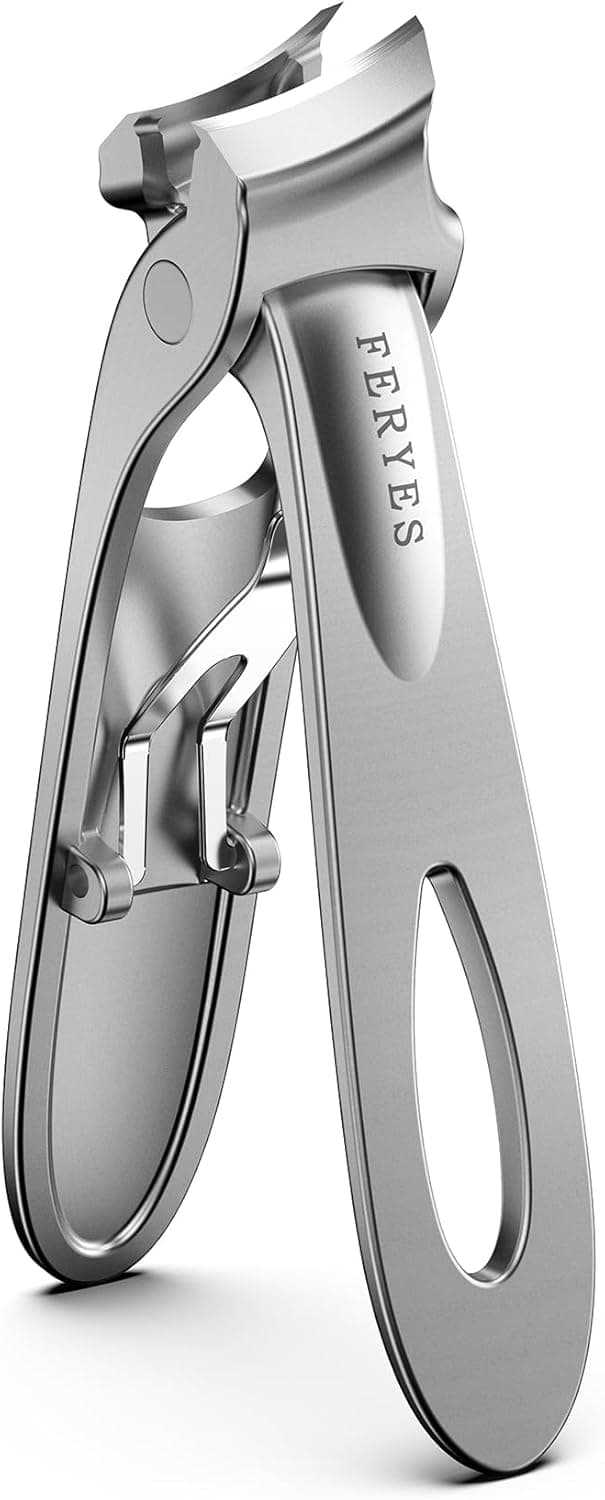 Detalle de FERYES Heavy Duty Wide Jaw Opening Slant Curved Blade Nail Clippers (Silver) for Thick Toenails