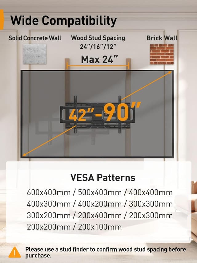 Detalle 2 de Perlegear PGLF16 Full-Motion TV Mount 42–90"