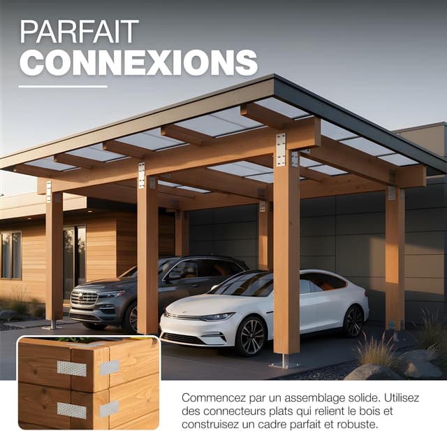 Detalle de GeZu Impex lot de 10 plaques de jonction en métal galvanisé 80 x 300 mm (ép. 2 mm)