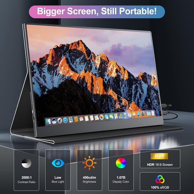 Detalle de CUIUIC 18.5 Inch portable monitor 120Hz 1080p