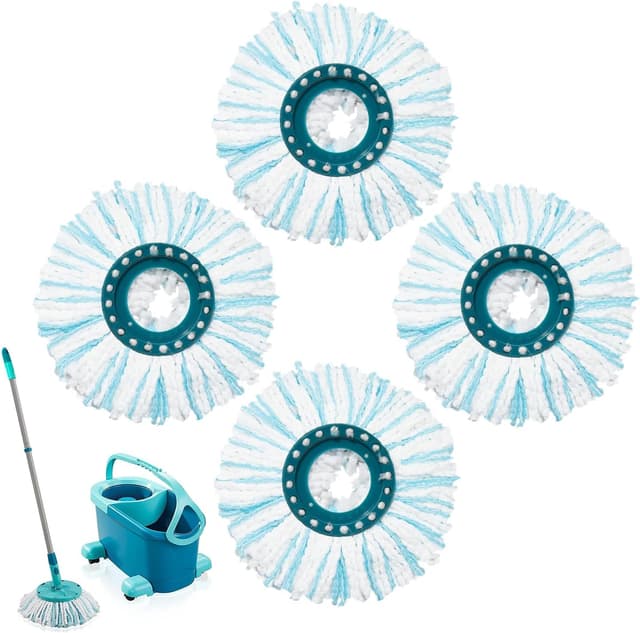 Detalle de 4er-Set Bodenwischer-Ersatzbezüge für Leifheit Clean Twist Disc Mop Ergo/Clean Twist Disc Mop (Ersatzteil 52115)