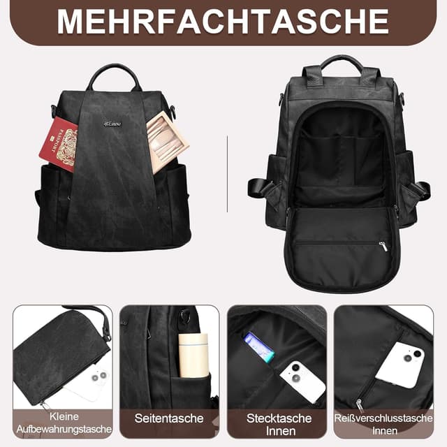 Thumbnail 6 de Eshow Damen Cityrucksack 13,4 Zoll Anti-Diebstahl
