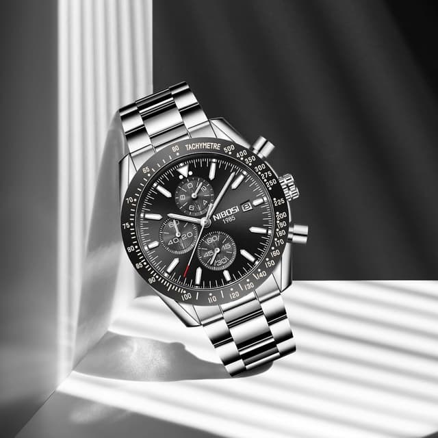 Detalle de NIBOSI Orologio uomo analogico al quarzo cronografo impermeabile con data e quadrante luminoso