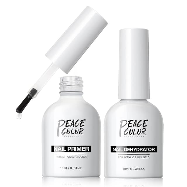 Detalle de PEACECOLOR Nail Primer & Dehydrator-Set für Gelnägel: acid-free Nail Prep zum schnellen Air-Dry