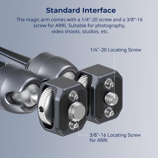 Detalle de SMALLRIG 11" Rosette Magic Arm 4900 – Kamera- & Monitorhalterung mit 1/4-20 und 3/8-16 Positionierschraube (bis 3 kg)