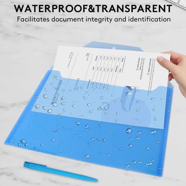 Detalle 2 de 24Pack A4 Plastic Wallet Folders with Popper Closure – Document Folder Wallet (Assorted)