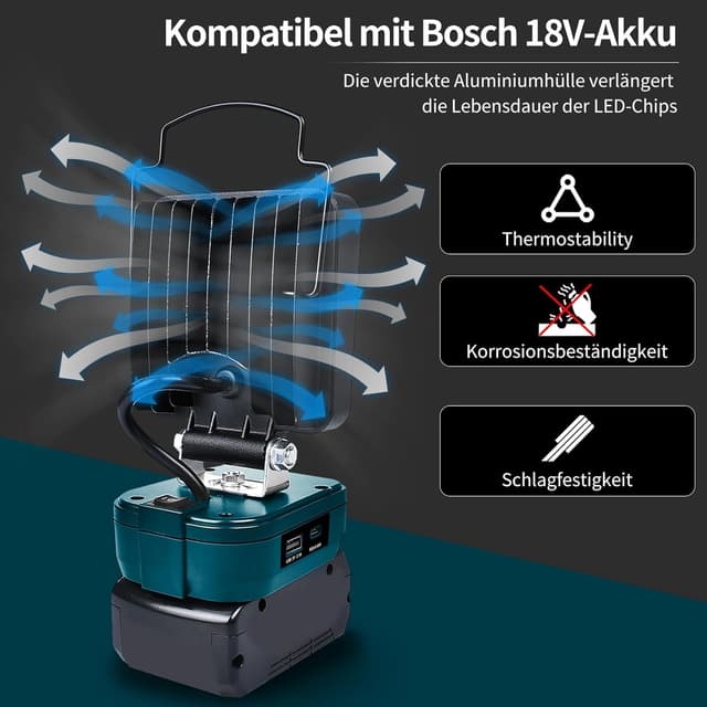 Detalle 1 de Akku Arbeitsleuchte für Bosch 18V 48 W