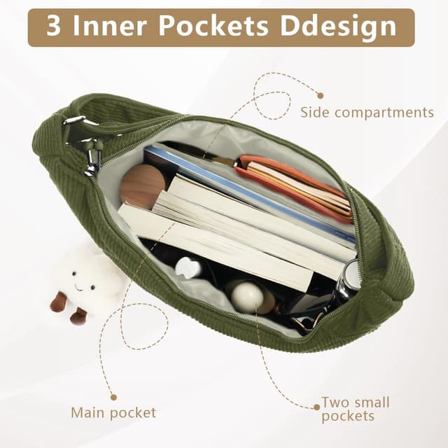 Thumbnail 4 de Aucuu Sac à Bandoulière Grand Velours Côtelé