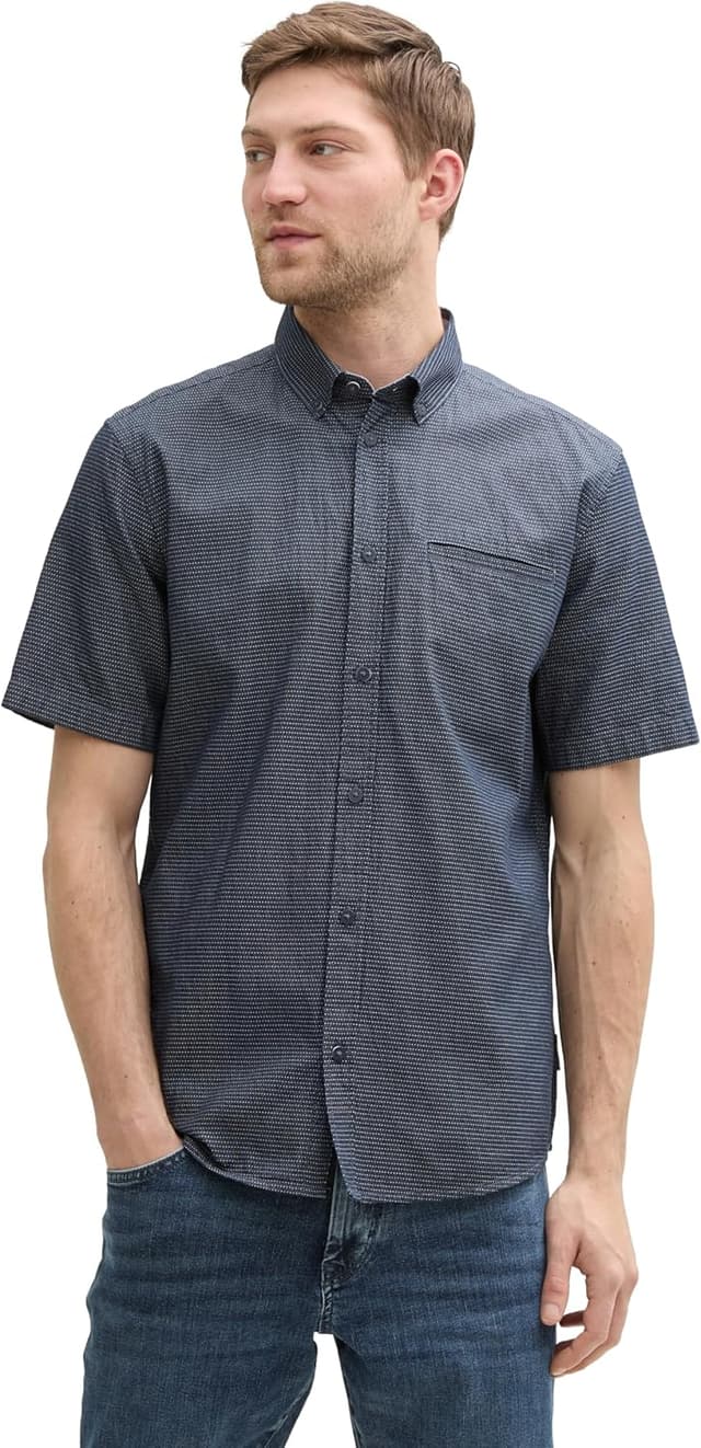 Detalle de TOM TAILOR 1046077 Camicia da uomo a pois con taschino