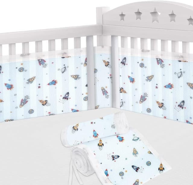 Detalle de Aolso Cot Bumper Rocket: breathable mesh cot liner with 2-piece rail covers