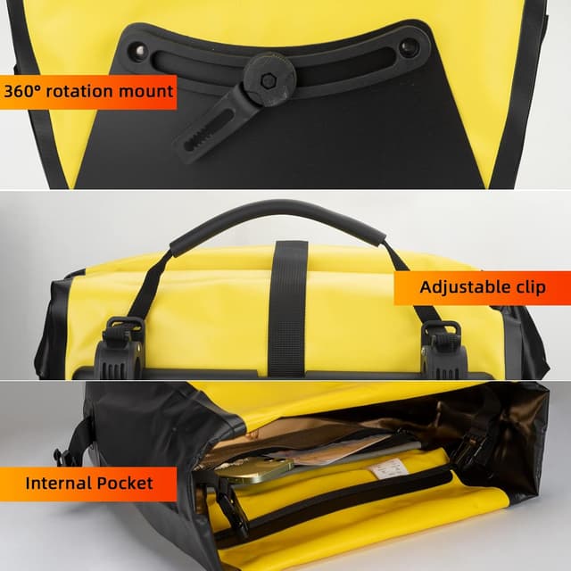 Detalle de Rockbros Pannier Rack Bag (25L–32L) – 100% Waterproof rear bike rack pannier bag