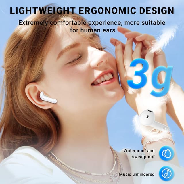 Detalle de Wireless Earbuds Bluetooth 5.4 with ENC Mic, 42H Playtime, USB-C Charging Case