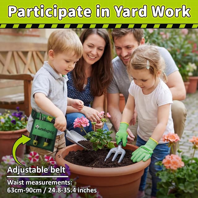 Detalle de Pandapop 2-in-1 Werkzeug-Set für Kinder ab 3 Jahren: Rasenmäher & Laubbläser mit Lichteffekt