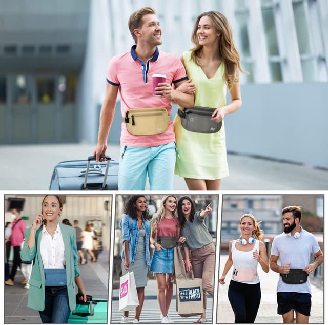 Thumbnail 6 de MoKo Secure Travel Money Belt RFID Pink