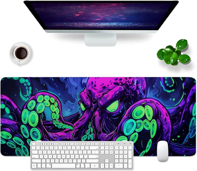 Detalle de WYDUCVI Octopus Large Gaming Mouse Mat (Ocean) – XL desk mat 31.5x11.8x0.12 inch
