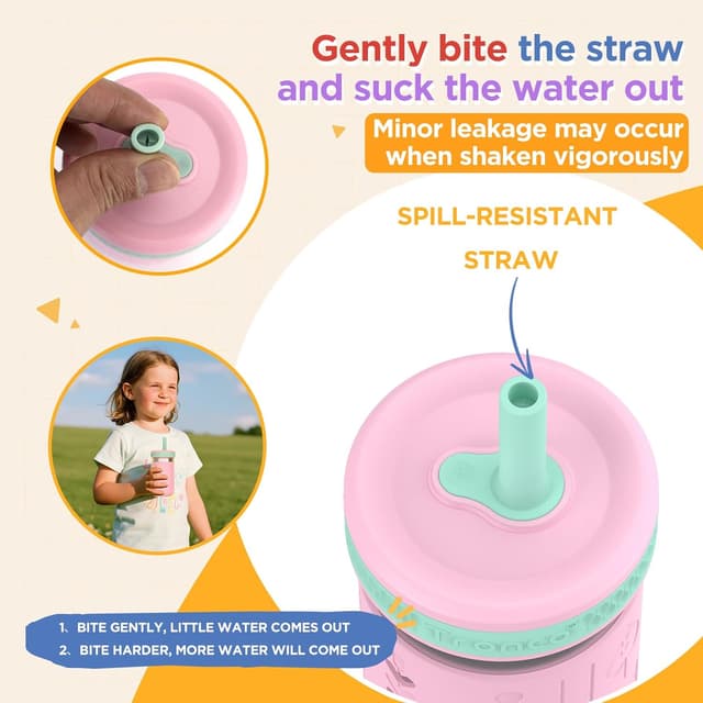 Detalle de Tronco 4-Pack 15oz 2-in-1 Stainless Steel Kids Tumblers with Silicone Sleeves