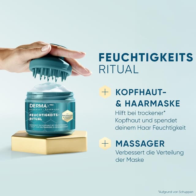 Detalle de Head & Shoulders DermaXPro Feuchtigkeitsritual Kopfhaut- & Haarmaske mit Massager 300 ml für trockenes Haar