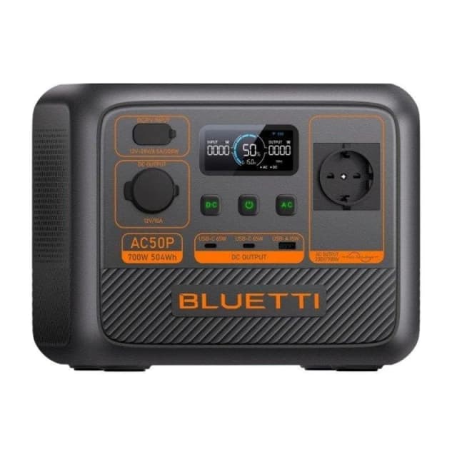 Detalle 2 de Bluetti AC50P portátil de 504 Wh LiFePO4 con salida continua 700 W y control LCD