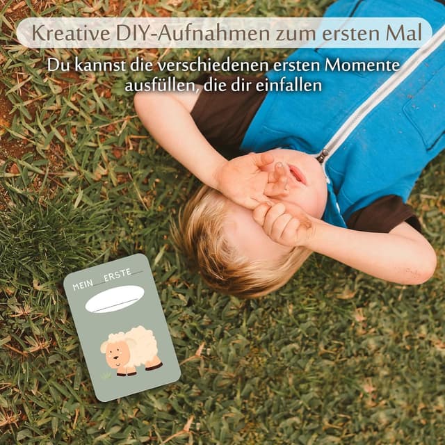 Detalle de Giftota Baby-Meilensteinkarten mit Tiermotiven (50 Karten) inkl. Holz-Kartenständer