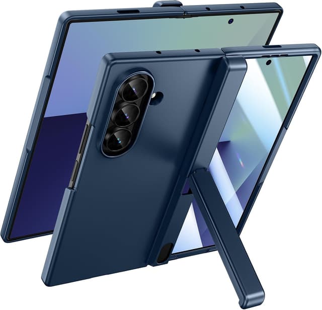 Detalle de Doeshine Galaxy Z Fold 7 Case with Kickstand & Front Screen Protector (Blue) — Magnetic hinge protection