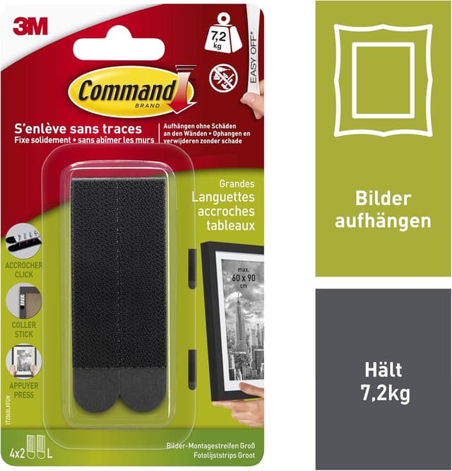 Detalle 2 de Command Klebestreifen Schwarz 4 x L 7,2 kg