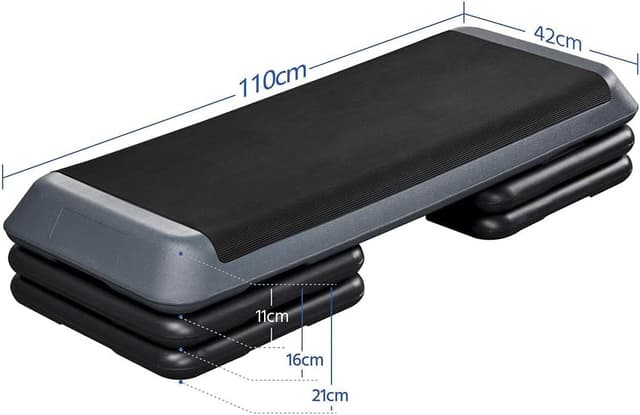 Thumbnail 6 de Yaheetech 3-Level Adjustable Aerobic Exercise Step Platform (11cm/16cm/21cm) – Grey