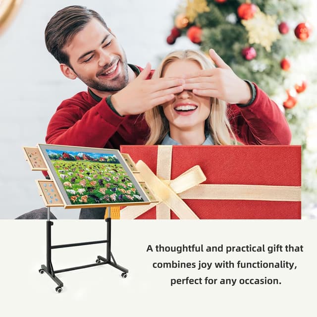 Thumbnail 6 de ALL4JIG 1500-Piece Puzzle Table with Legs and Wheels, Wooden Jigsaw Puzzle Table with 4 Drawers & Cover