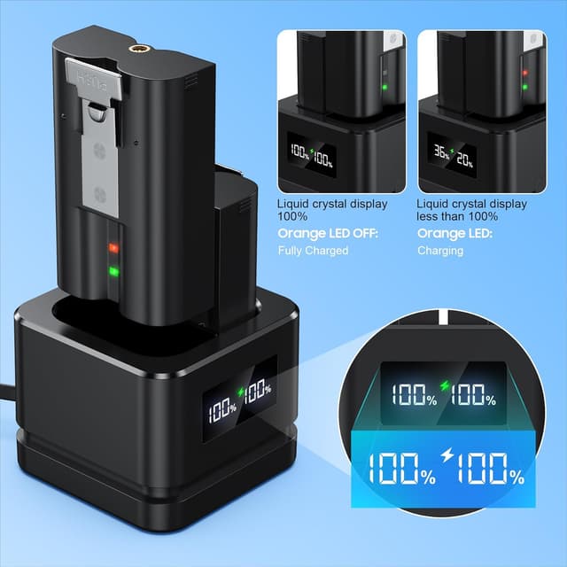 Detalle de Ersatz-Batterie für Ring Türglocke 2/3/4/3plus, Spotlight Cam & Stick Up Cam – 2er-Pack mit LED-Digitalanzeige