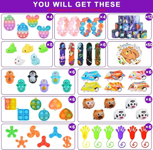 Detalle de OdiuK 117pcs Pop Fidget Toys Set for Party Favours, Classroom Rewards & Stress Relief