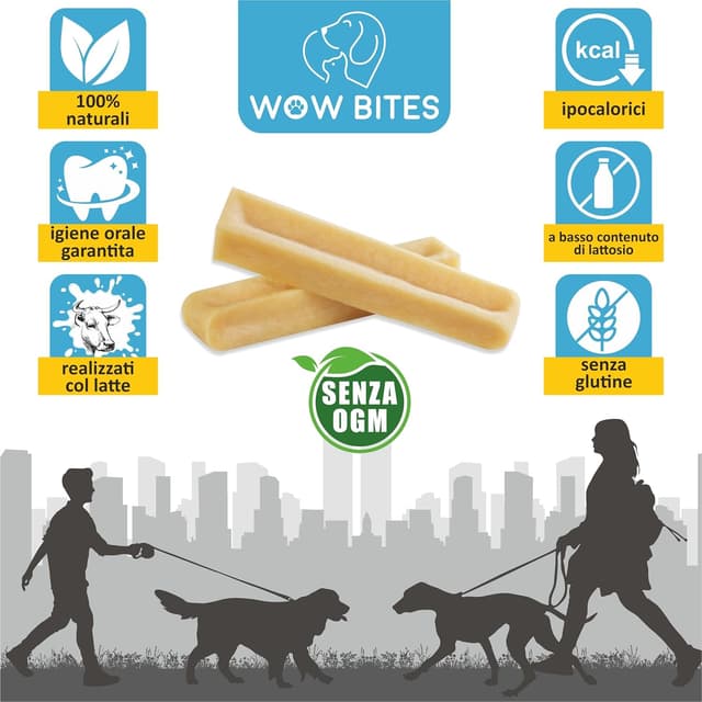 Detalle de WOW BITES osso per cani premium al latte naturale – masticativi di lunga durata Piccolo (140 g, set da 4) taglia S