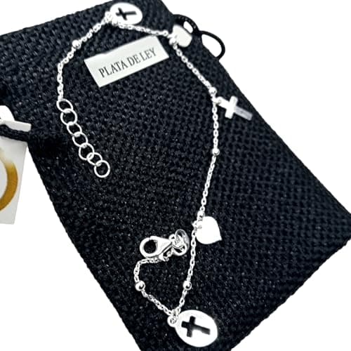 Detalle de WORLD GOBLINS Pulsera Religiosa de Plata 925, hecha a mano (ajustable)