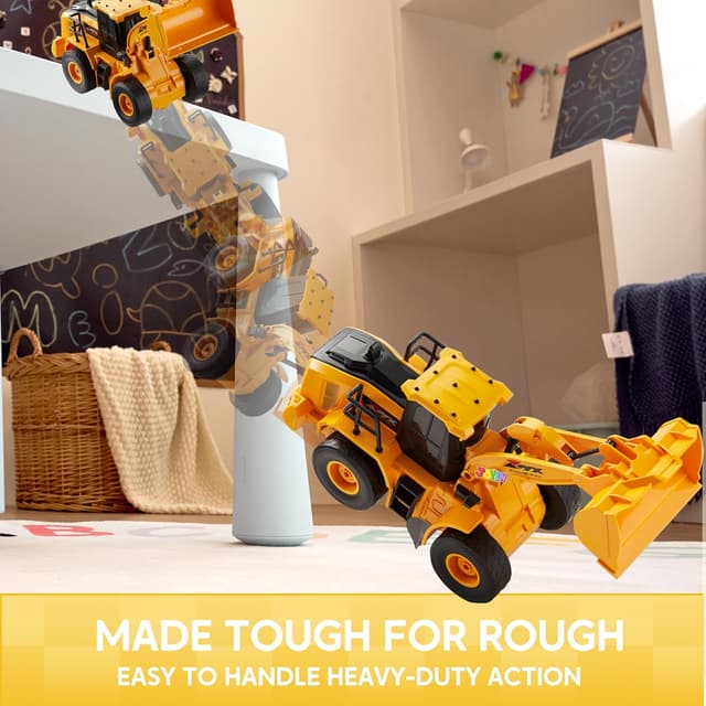 Detalle 2 de JOYIN ferngesteuerter RC Bagger/Traktor/LKW mit Frontlader, 2,4G – mit Licht & Sound, für Kinder ab ca. 6 Jahren