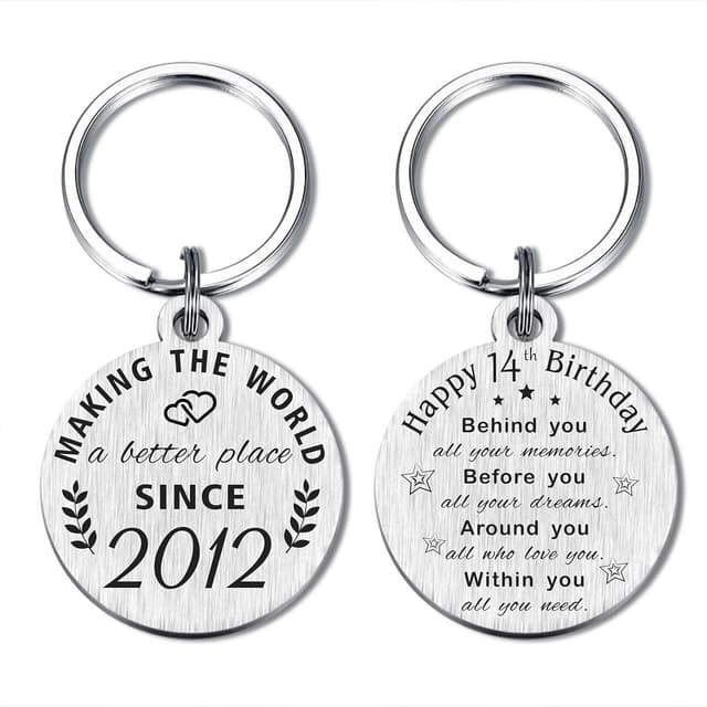 Detalle 2 de ABBNT 14th Birthday stainless steel keychain gift (for 14-year-olds, born in 2012)