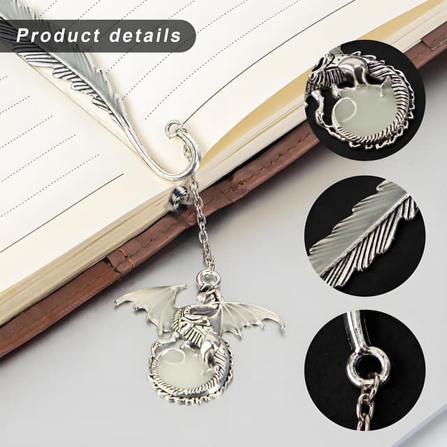 Thumbnail 3 de Weenwill Dragon Bookmark Metal Bookmark with Dragon Pendant