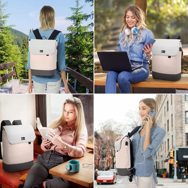 Thumbnail 6 de LOVEVOOK Damen-Rucksack Elegant Daypack mit Laptopfach bis 15,6 Zoll, wasserabweisend und Anti-Diebstahl-Elementen (rosa)