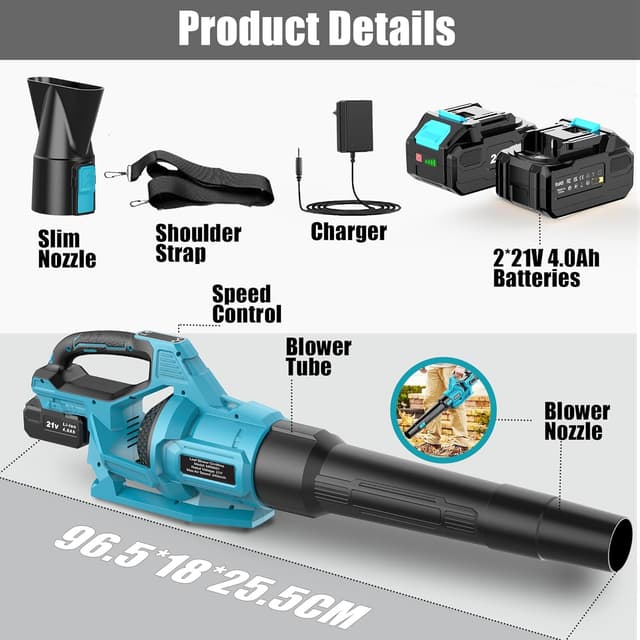 Thumbnail 6 de LEEIKOO Soplador de Hojas 21V 2×4Ah