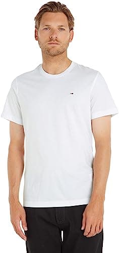 Detalle de Tommy Jeans Camiseta de manga corta TJM Original Slim Fit en blanco (Classic White), talla S