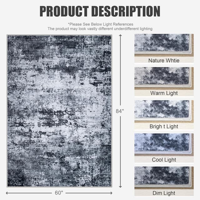 Detalle 2 de 5x7 Washable Modern Abstract Area Rug