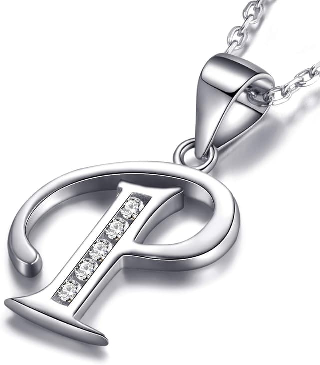 Detalle 2 de MASADA 925 Silber Buchstaben-Halskette mit Initialen-Anhänger und Zirkonia – 46 cm