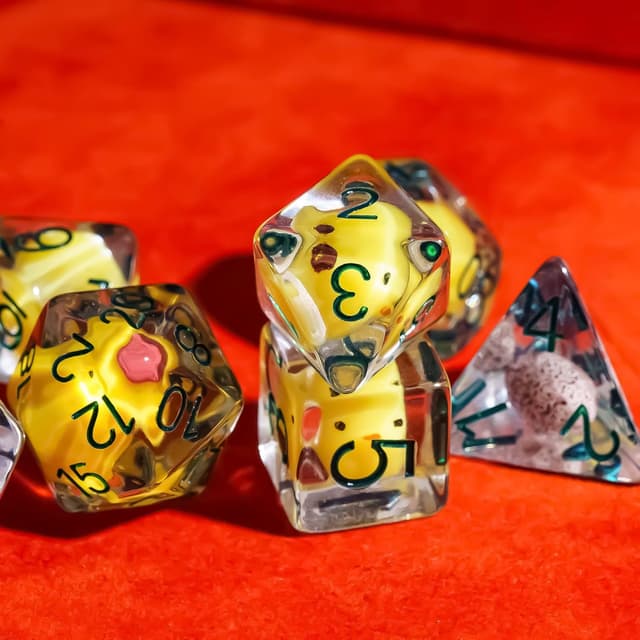 Thumbnail 2 de cusdie 7-Die DND Dice Set 7pc, yellow chicken 🎲