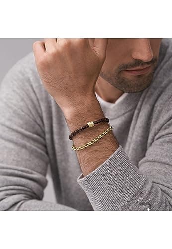 Thumbnail 4 de FOSSIL Pulsera All Stacked Up de piel marrón 🟤