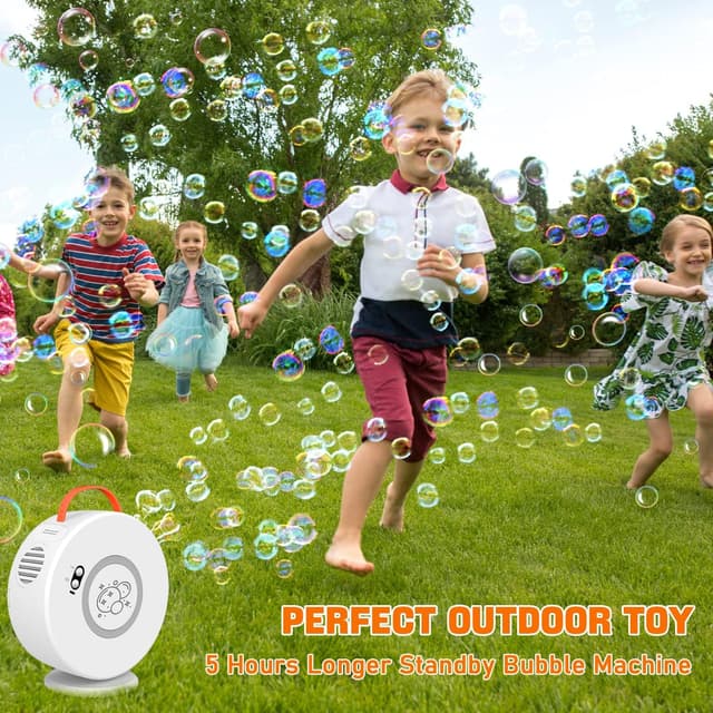 Detalle de Automatic Bubble Blower for Kids (Rechargeable, 90°/360°) – White